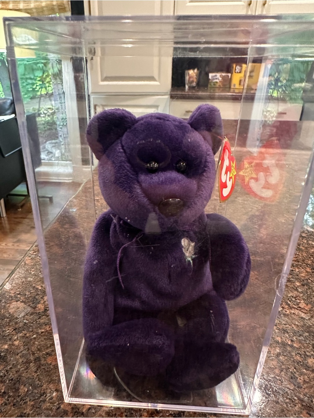 Ty Beanie Baby Princess Purple Bear with Heart Tag Princess Diana